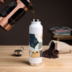 Cute Cats Circle – Kawaii Cat Illustration Water Bottle