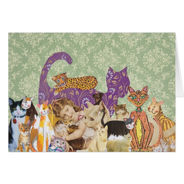 Cute Cats Collage 3 Card (Front Horizontal)