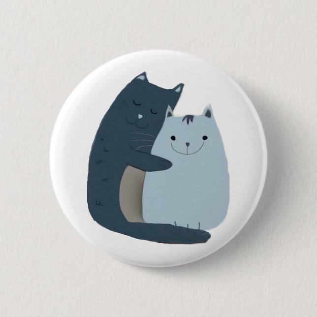 Cute Cats Cuddling Art 2 Inch Round Button (Front)