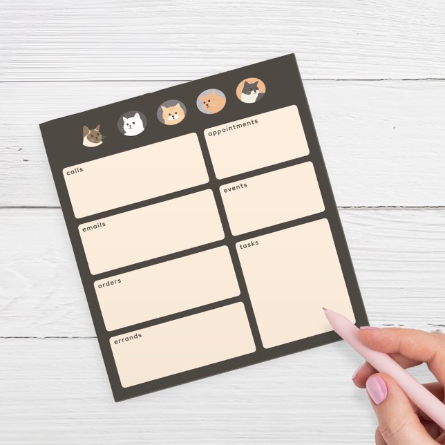 Cute Cats Dark Grey Reminders Notepad (Creator Uploaded)