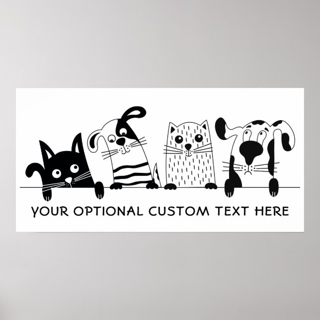 Cute Cats & Dogs custom text poster (Front)
