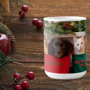 Cute Cats & Dogs in Christmas Stockings Coffee Mug