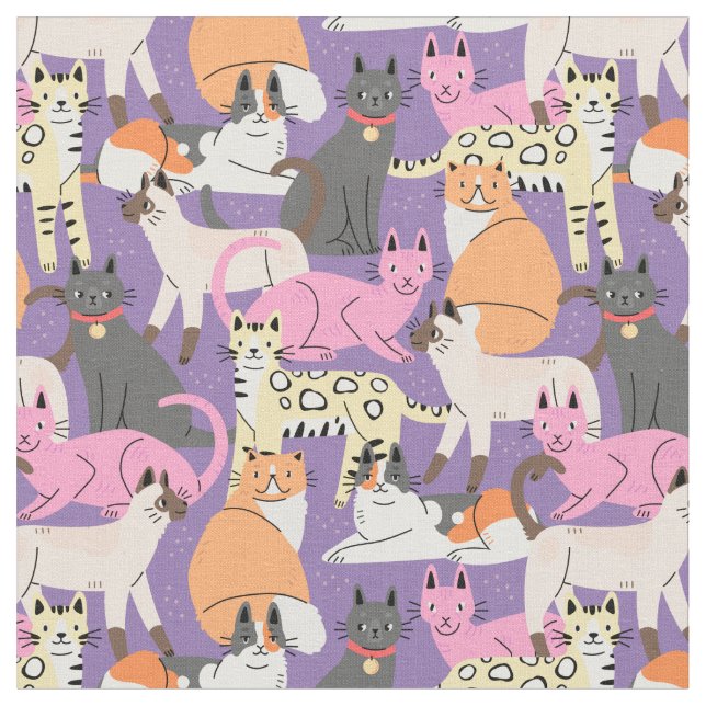 Cute Cats Fabric (Close Up)