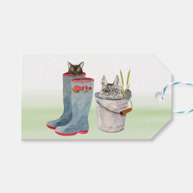 Cute Cats From My Garden Gift Tag (Front (Horizontal))