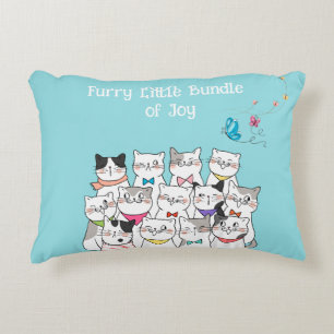 Cute Cats , Furry little Bundle of Joy, Modern Accent Pillow