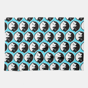 Cute Cats Gifts Yin Yang Symbol Meditation Yoga Kitchen Towel