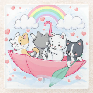 Cute Cats Glass Coaster