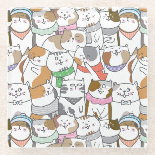 Cute Cats Glass Coaster