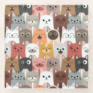 Cute Cats Glass Coaster