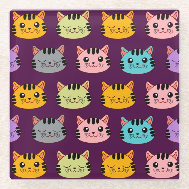 Cute Cats Glass Coaster (Front)