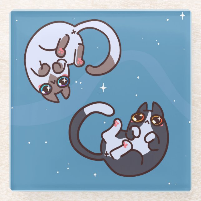 Cute Cats Glass Coaster (Front)
