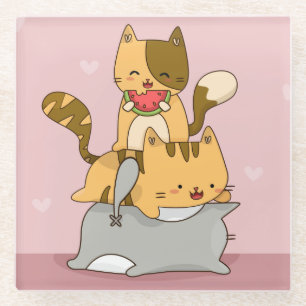 Cute Cats Glass Coaster