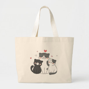 cute cats group   cat lover design   buy now  large tote bag