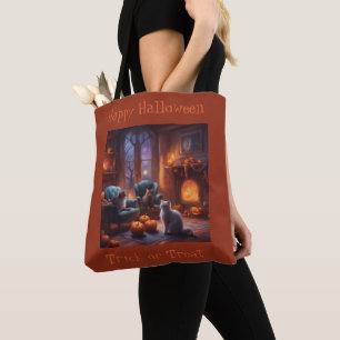Cute Cats Halloween at Home TrickorTreat Tote Bag