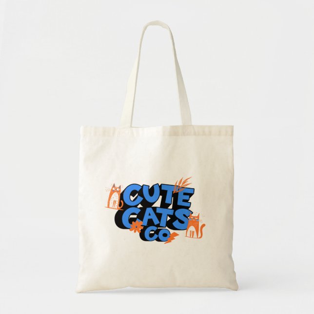 Cute Cats Happy Fun Art Tote Bag (Front)