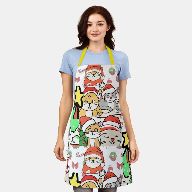  cute cats hat santa christmas apron (Worn)
