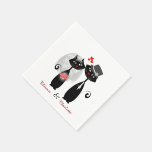Cute Cats Hipster Bride And Groom Purrrfect! Napkin