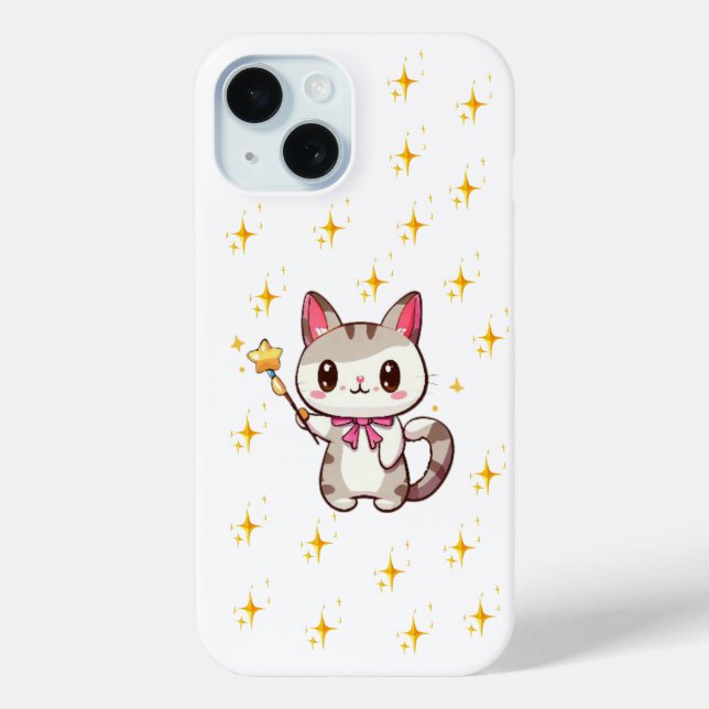 Cute Cats Holding Magic Wand Heart Stars  Case-Mate iPhone Case (Back)