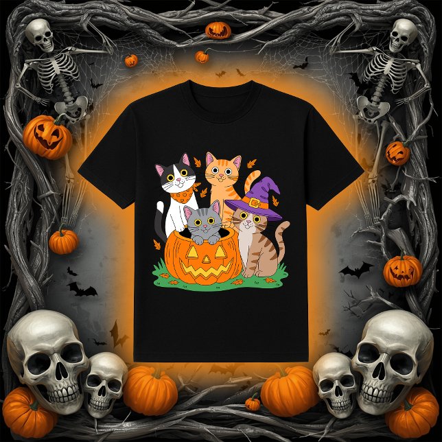 Cute Cats in a Pumpkin | Halloween Cat Mom T-Shirt (Creator Uploaded)