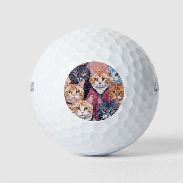 Cute Cats in a Variety of Colours, Universe fulfil Golf Balls (Front)