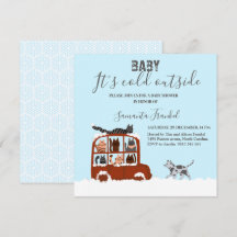 Cute Cats in car Winter Cold Baby Shower 