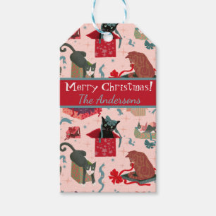 Cute Cats In Christmas Boxes Personalized Gift Tags