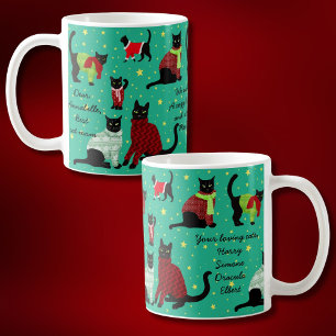 Cute Cats in Christmas Sweaters Personalized Two-Tone Coffee Mug