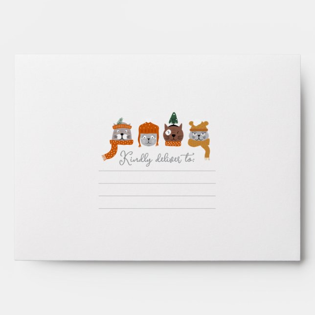 Cute Cats in Cozy Winter Knits Kindly Deliver To Envelope (Front)