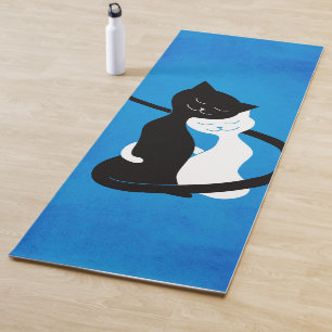 Cute Cats In Love Blue Cat Lover Yoga Mat