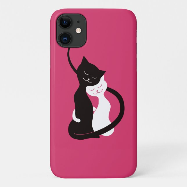 Cute Cats In Love Pink Cat Lover Case-Mate iPhone Case (Back)