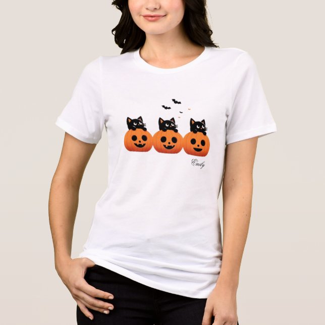 Cute Cats in Pumpkins Tri-Blend Shirt (Front)