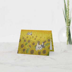 Cute Cats in Sunflowers Hide and Seek Blank card