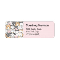 Cute Cats Kawaii Pastel Pink Return Address