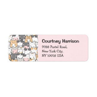 Cute Cats Kawaii Pastel Rose Adresse de retour