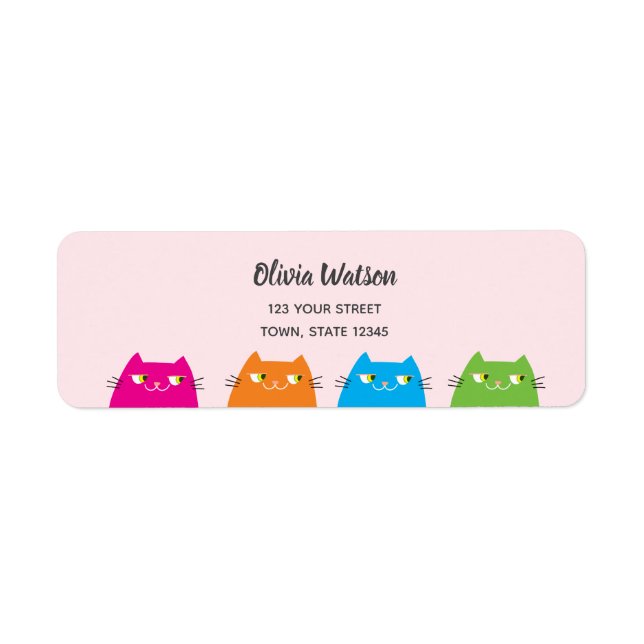 Cute Cats Kawaii Rose Adresse de retour (Devant)