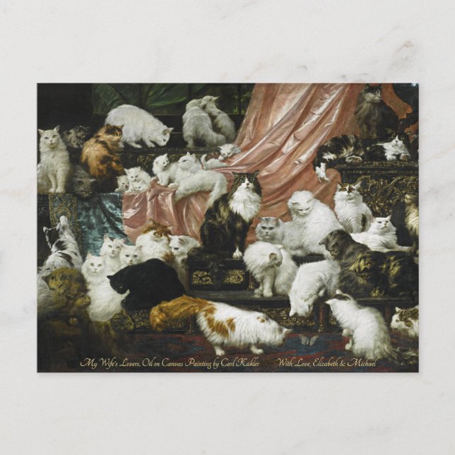 Cute Cats Kittens Portrait Fine Art Personalized Postcard (Front)