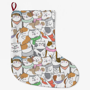 Cute Cats Large Christmas Stocking