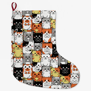 Cute Cats Large Christmas Stocking