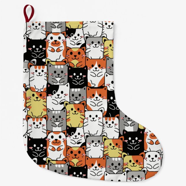 Cute Cats Large Christmas Stocking (Front)