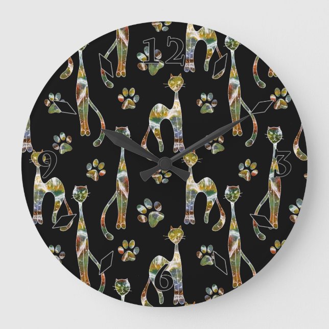 Cute cats large clock (Front)