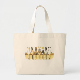 Cute cats lineup backsides reusable bag