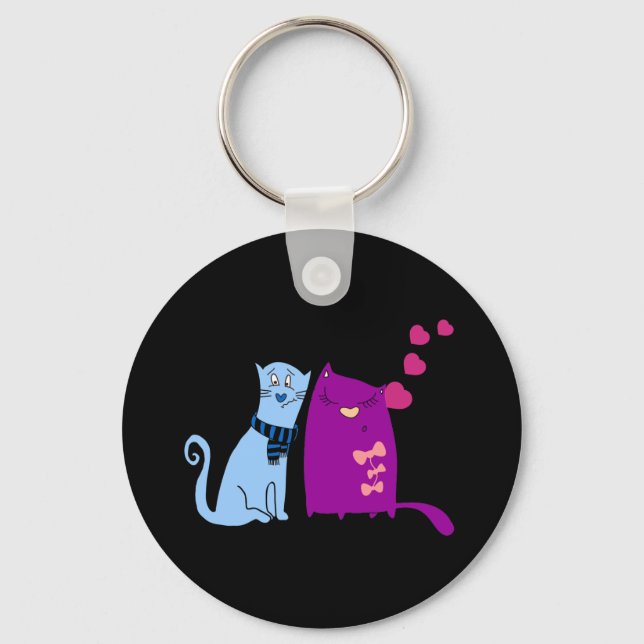 Cute cats love design keychain (Front)