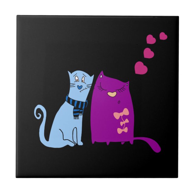Cute cats love design tile (Front)
