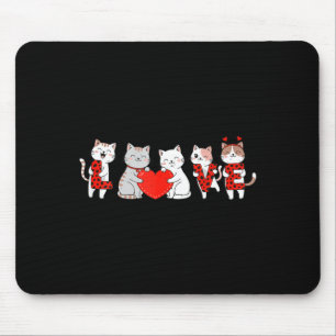 Cute Cats Love Valentine Design For Men Women Kids Mouse Pad