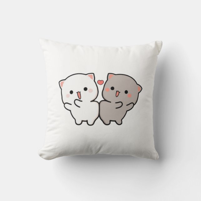 cute cats mochi throw pillow (Front)