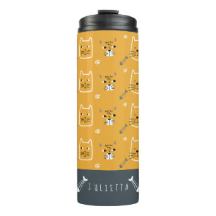 Cute Cats Modern Pattern Personalized Thermal Tumbler