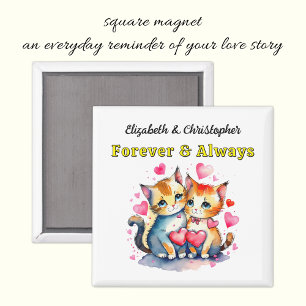 Cute cats names forever yellow magnet