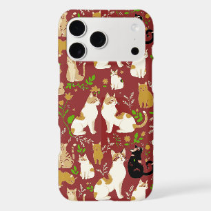 Cute Cats on a Burgundy Background