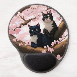 Cute Cats On A Cherry Blossom Tree Gel Mouse Pad