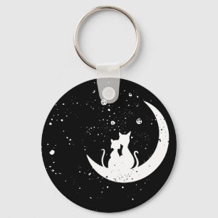 Cute Cats on Moon Keychain
